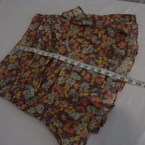 Veronica Beard Womens Lyndsay Mini Skirt Floral Ruffle Pleated Size 10 Girly - Picture 7 of 7